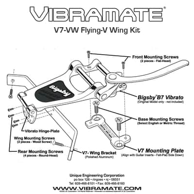 Vibramate V7 Adapter Kit for Bigsby B7 â€“ Fits Gibson Flying V â