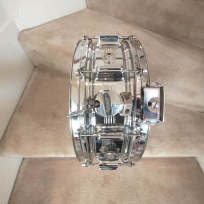 Rogers Vintage 7 line Dynasonic chrome over brass snare drum 1963/64 Cleveland SN 5244! image 6