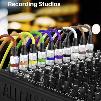 XLR to XLR Microphone Cable (3 Feet, 10 Pack) XLR Male to Female Mic Cable 3-Pin Balanced Shielded XLR Cable for Mic Mixer, Recording Studio, Podcast - Multi Colored, 3Ft, 10 Pack image 2