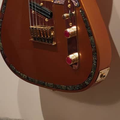 CUSTOM DESIGNED & CRAFTED COPPER METALLIC TELE STYLE WITH KOI TATTOO PG & DRAGON BLOOD JASPER STONES- SERIAL #071 -2025 - "B" STOCK image 5