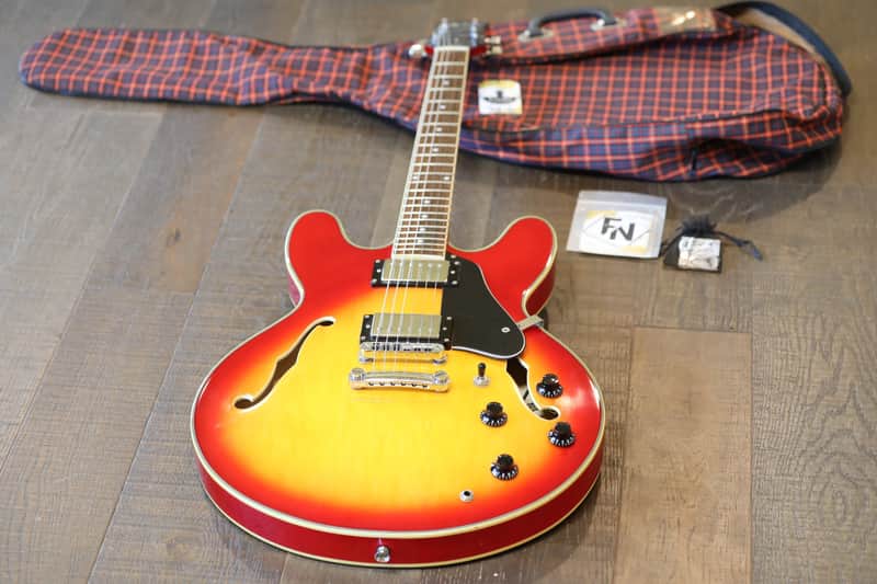 Jay Turser ES-335 Style Semi-Hollow Electric Guitar Cherry Sunburst + Gig Bag image 1