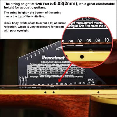 Guitar String Action Gauge, String Height Ruler, Guitar Fret Rocker, Fret Leveling Guide, Buzzing Fret Catcher, 1mm Thickness, Laser Etching, High Precision Graduations,Luthier Tools image 4