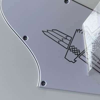 For Gibson Firebird Silver 3D Logo Guitar Pickguard 3 Ply White image 1