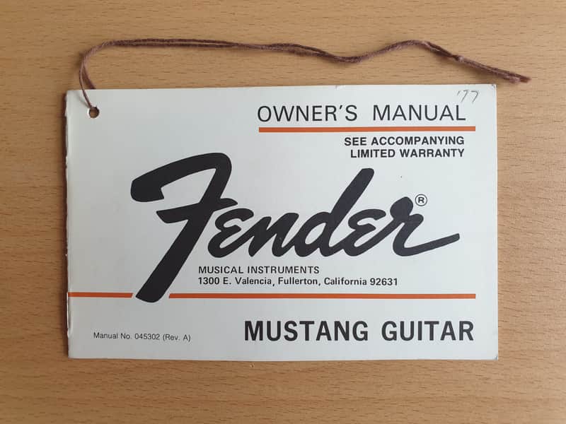 [Vintage] Fender Mustang Guitar Owner's Manual 1977 (#1) image 1
