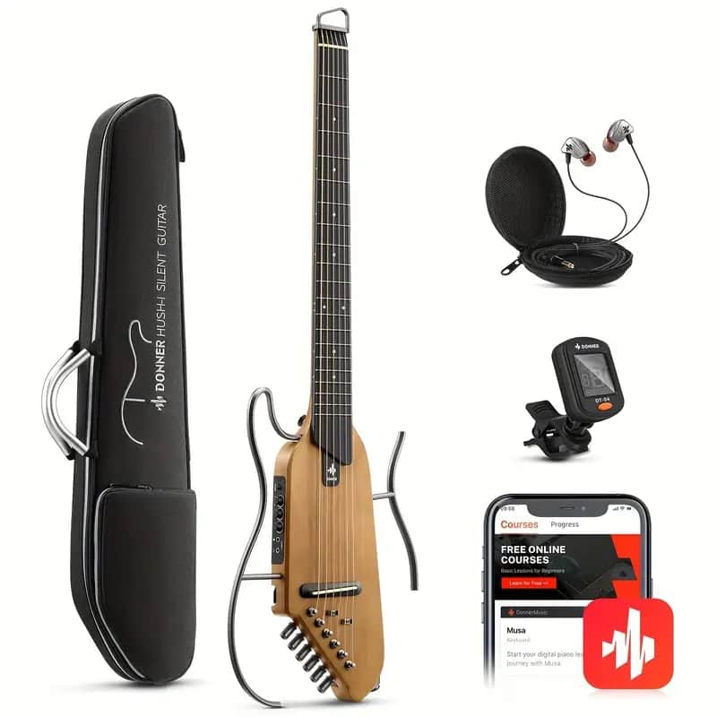 Donner HUSH-I Travel Guitar | Portable Ultra-Light & Quiet Performance Headless Acoustic-Electric Guitar image 1