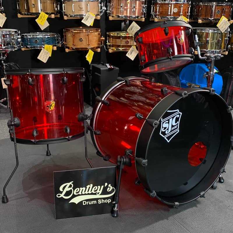 ~NEW~ SJC Josh Dun Torch Red Acrylic 12/16/22" Drum Kit Set w/ Flat Matte Black Hardware image 1