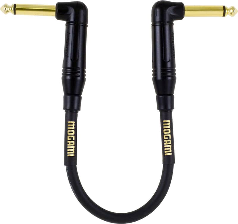 Mogami GOLD INSTRUMENT-0.5RR Pedal/Effects Cable, Gold 1/4" TS Right Angle Plugs image 1