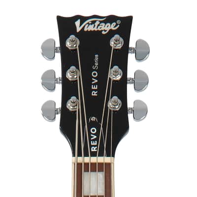 Vintage REVO Series 'Custom Supreme Baritone VI' Semi-Acoustic Guitar ~ Boulevard Black image 7