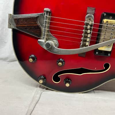 Univox Coily U1825 Hollow Body Guitar MIJ Made In Japan Vintage Redburst - AS IS! needs new nut image 5