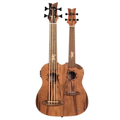 Ortega HYDRA-BSTE Custom Built Series Dao Top Mahogany Double Necks 4/4-String Acoustic-Electric Tenor Size Uke Bass w/Gig Bag image 5
