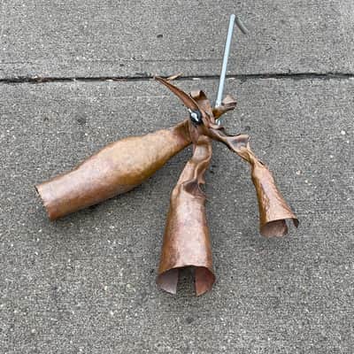 3 Custom Hammered Raw Copper Cowbells 14"-16" FX Chimes image 2