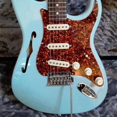 Fender American Professional II Stratocaster Thinline 2024 - Present - Transparent Daphne Blue image 2