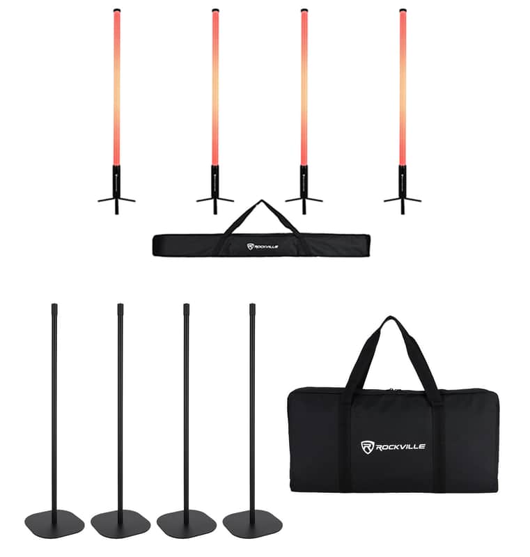 Rockville 4x ROCK SABER DJ/Stage Battery Tube Lights w/Wireless DMX+Stands+Bag image 1