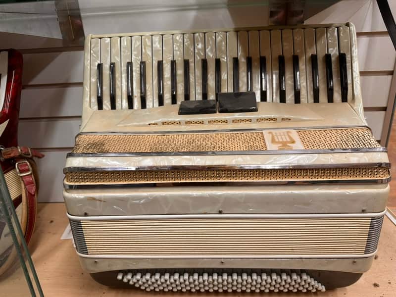 Vintage Lira (International) 120-Bass Piano Accordion - 1950s Italian - White Mother of Pearl image 1