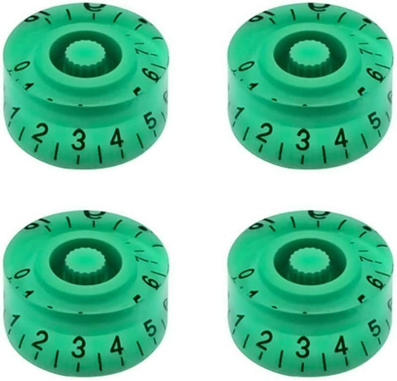 4pcs Green Top Hat Guitar Knobs | Volume & Tone Speed Control Knob Set for Les Paul & Electric Guitars | LP Style Split Shaft Replacement Parts image 1