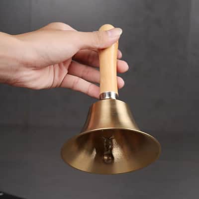 Solid Brass Hand Bell | Loud Clear Call Bell | Wooden Handle Service Bell | Dinner Wedding School Prayer Bell | Decorative Bell image 7