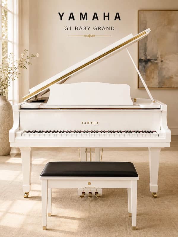 Yamaha G1 Baby Grand Piano | Polished White image 1