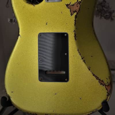 American Fender Stratocaster Relic Custom Vintage Gold Chartreuse Sparkle Texas Specials image 19