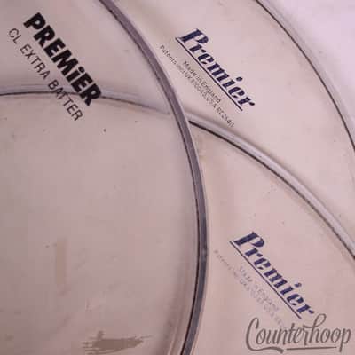 Premier 3x Tom Drum Heads Set 13,14"Vintage 60s England,15"Clear CL Extra Batter image 2
