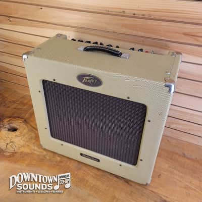 2013 Peavey Delta Blues 115 30W 1x15 Guitar Combo Amp - Tweed, Peavey 15" Blue Marvel Speaker, Hosa Single-Button Footswitch image 2
