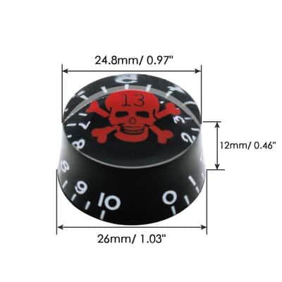 4pcs Skull Electric Guitar Knob Bass Top Hat Knobs Speed Volume Tone Knob AMP Effect Pedal Control Knobs Black With Red KNOB-S10 image 5