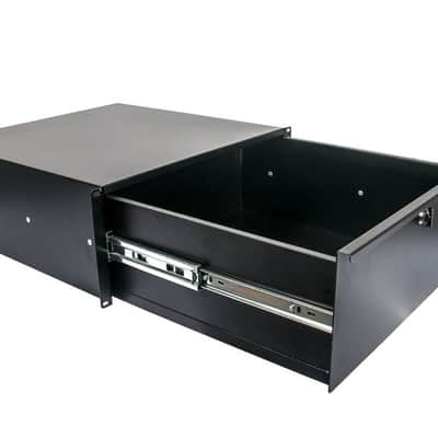 OSP 16 Space Shock Mount Rack Road Case w/Lid Table & 4 Space Rack Drawer image 6