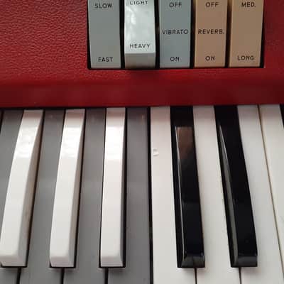 Farfisa Combo Compact 61-Key Organ 1964 - 1968 - Red with Black-White / White-Black Keys image 6
