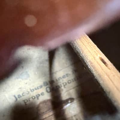 Antique Jacobus Stainer-Style Full-Size Violin – 1635 Label, Bow & Case Antique Jacobus Stainer-Style Full-Size Violin – 1635 Label, Bow & Case Unknown  - warm amber-brown finish, attractive figured maple back and sides image 21