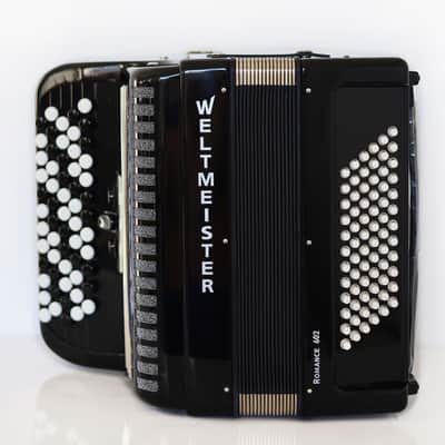 NEW Weltmeister Romance 602 Button Accordion, made in Germany, 72 Bass buttons, Lightweight Accordion B-Gripp, Black, Straps and Case, Item Location USA image 1