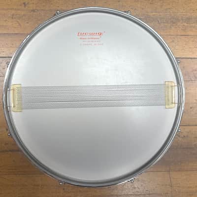Ludwig No. 404 Acrolite 5x14" 8-Lug Aluminum Snare Drum with Pointed Blue/Olive Badge with case, stand image 6
