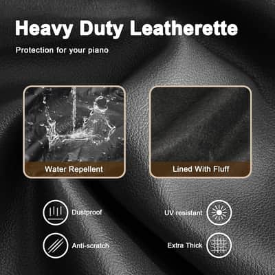 88 Keys Digital Piano Dust Cover with Music Stand Opening and Pockets - Waterproof Leatherette Electronic Keyboard Cover Fits for Most Piano(Black) image 3