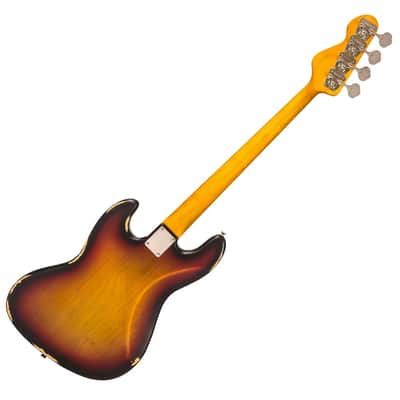Vintage Icon V74MRJP Fretless Distressed Finish Sunset Sunburst image 2