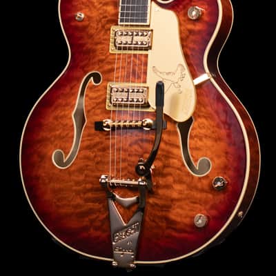 Gretsch G6136TGQM-59 Limited Edition Quilt Classic Falcon with Bigsby, Ebony FB, Forge Glow image 2