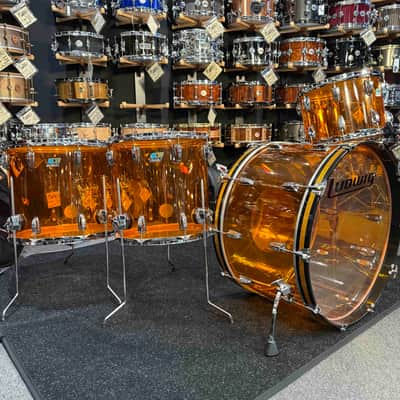 Vintage Ludwig Amber Vistalite 4-Piece Zep Bonham 14/16/18/26 Drum Kit Set image 4