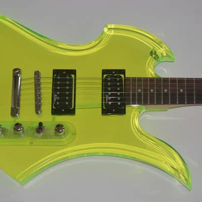B.C. Rich Mockingbird Clear Acrylic Green Namm 1999 Mint Original Hard Case Rick Derringer Owned image 1