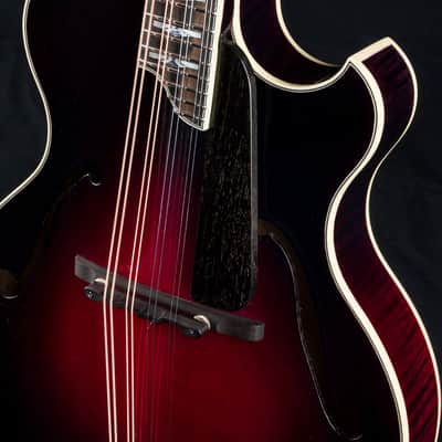 Hinde Jazz Model Adirondack Spruce and Flamed Maple Merlot Burst Mandolin with Pickup image 9