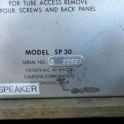 Vintage 1960’s Califone SP 30 “The Music Monitor”/Tube Guitar Amp~LoFi Fuzz God~RARE AMP~Hollywood, CA *MUST SEE VIDEO* image 13