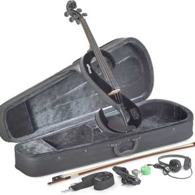 Stagg EVA 4/4 BK S-Shaped 4/4 Electric Viola Set w/Case, Straps, Bow, Rosin, Headphones & 9V Battery image 2