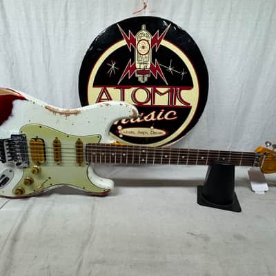 Fender USA Custom Shop Limited Edition White Lightning Stratocaster FR HSS 22 Guitar with COA + Case 2023 - Olympic White top / Candy Apple Red bottom / Rosewood fingerboard image 2