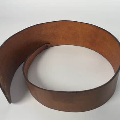 Vintage Handmade Wide Leather Guitar Strap – Brown 41” x 4” image 2