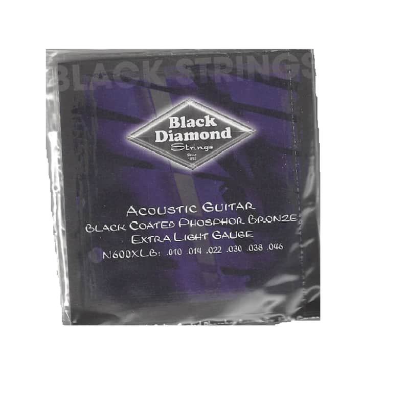 Black Diamond N600XLB Phosphor Bronze Black Coated Acoustic Guitar Strings, EXTRA Light image 1