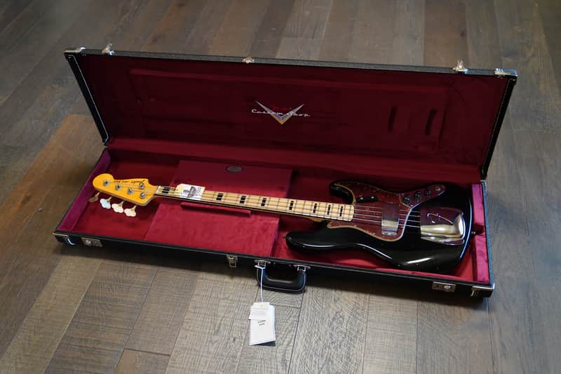 2024 Fender Custom Shop '68 Jazz Bass Relic Electric Bass Aged Black + COA OHSC image 1