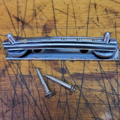Vintage 1960's Zenon Teisco Guyatone Kawai Japan Electric Guitar Metal Adjustable Bridge and Installation Screws Luthier Parts #3 image 2