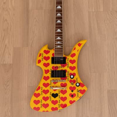 Burny Mockingbird MG-145S HY Hide X Electric Guitar Yellow Heart w/ Sustainer, Japan Fernandes image 2