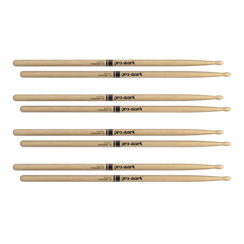 ProMark Hickory 7A Wood Tip Drum Stick - 4pr Bundle image 1