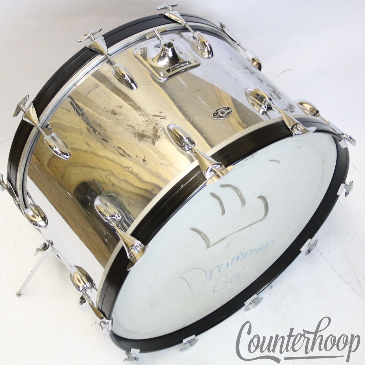 Slingerland 24x14"Buddy Rich Bass Drum 3Ply Chrome Over Wood USA COW Vintage 70s — main photograph