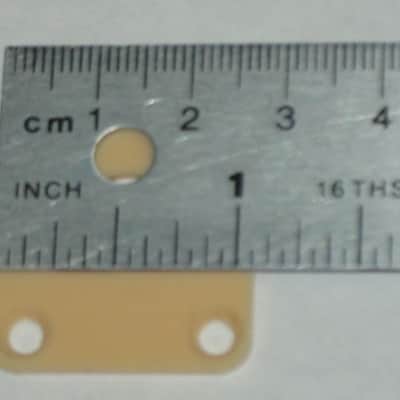 used (has some nicks & scratches) unknown brand CREME PLASTIC RECTANGLE Jack Plate + nickel finish SCREWS (refer to measurements in description) flat - but will flex when installed, might fit Epiphone LP 100 model guitar (NO guitar included) image 7