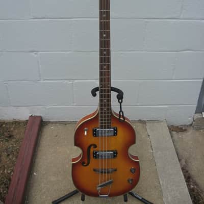 Mayfair Deluxe Bass 60's 70's Vintage Sunburst Case, Kent Teisco image 7