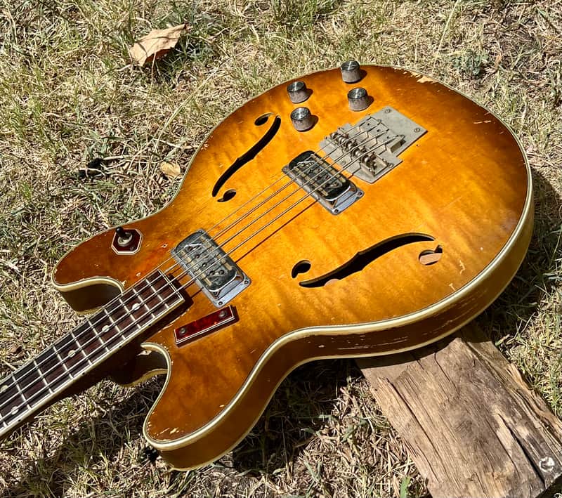 Vintage Harmony H-27 Mid 60’s Bass Guitar - Sunburst Flame Top image 1
