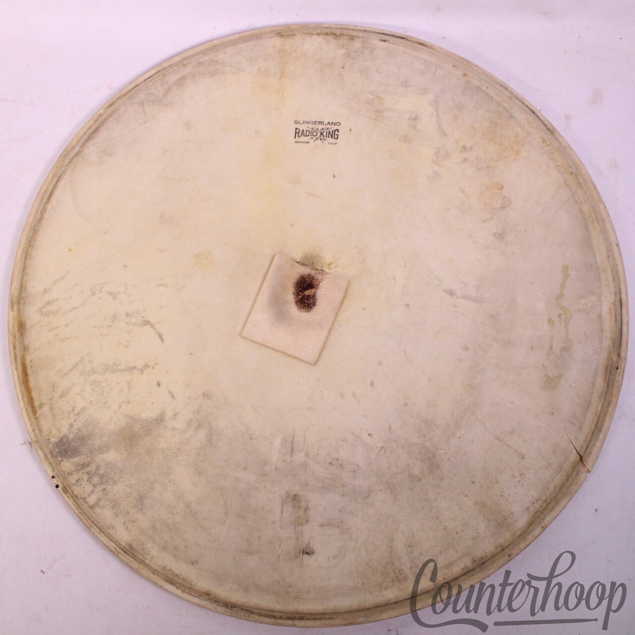 Slingerland 22"Radio King Bass Drum Calf Skin Head Vintage 40s Sparks USA Batter — main photograph